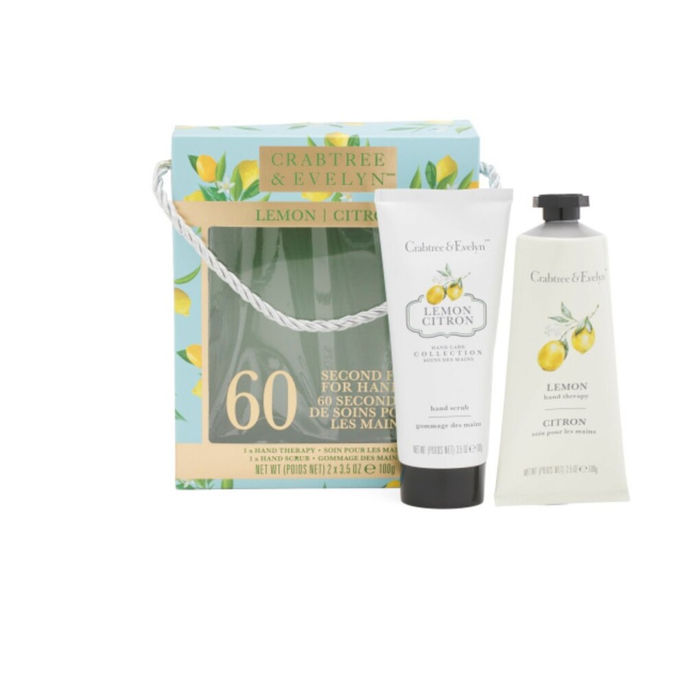 Crabtree & Evelyn Lemon Citron Hand Therapy & hand scrub gift set 3.5oz ea New